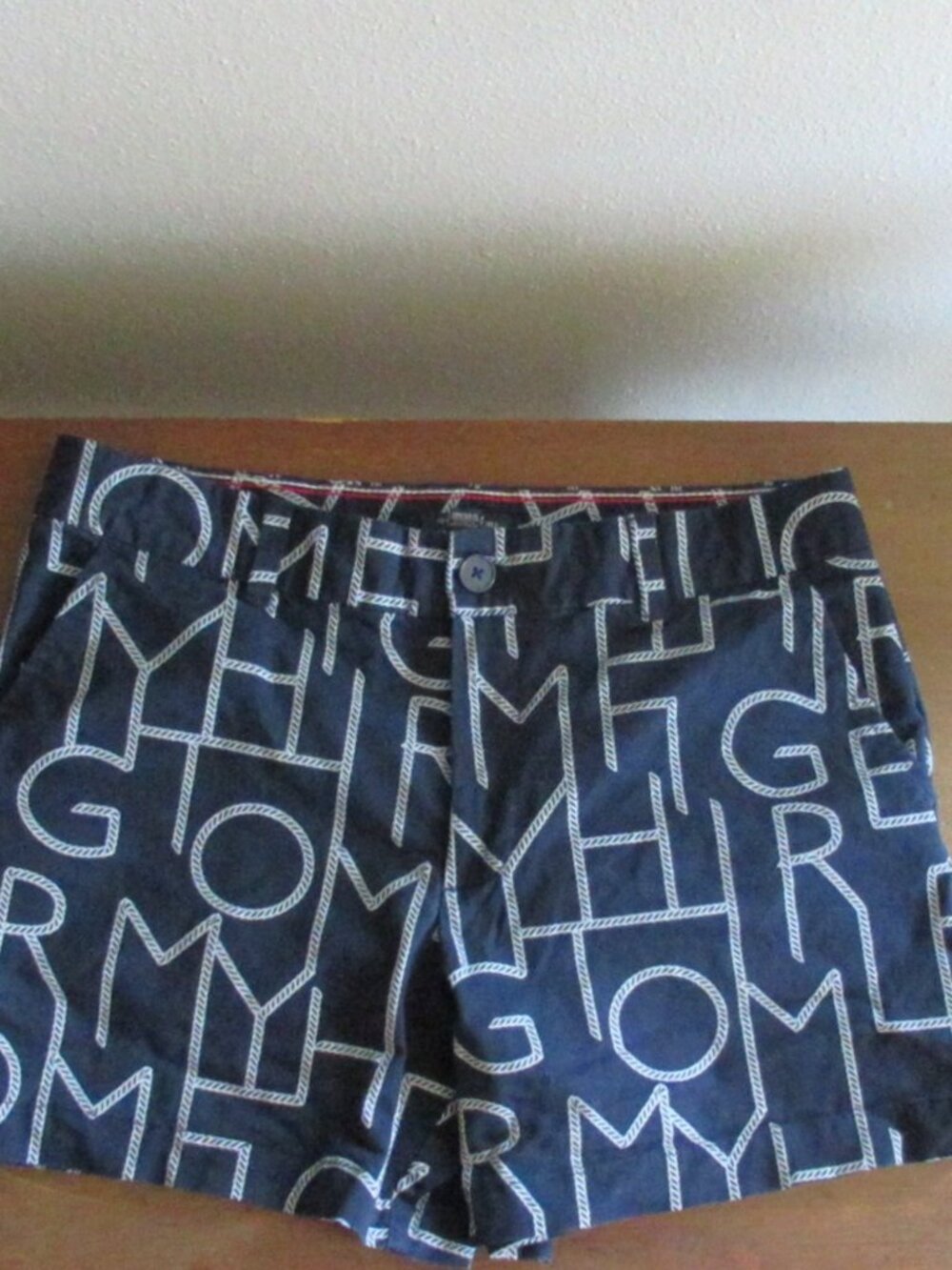 Tommy Hilfiger Logo Print Shorts Navy Blue Size 10